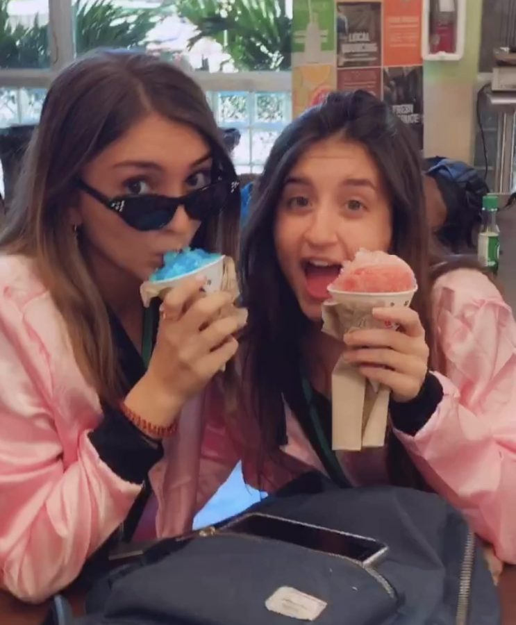 Juniors Justina Santucho and Alexandra Soler enjoy their snow cones.