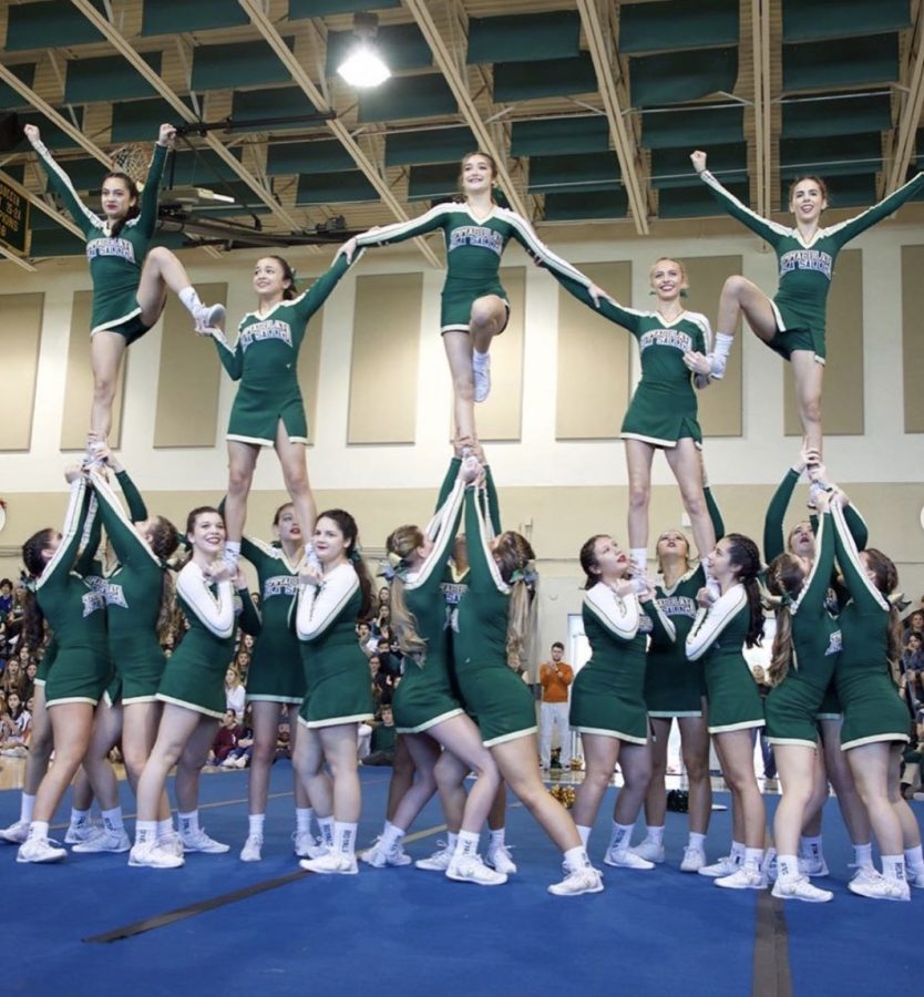 ILS Cheerleaders performed their routine at the Winter Sports Pep Rally. 