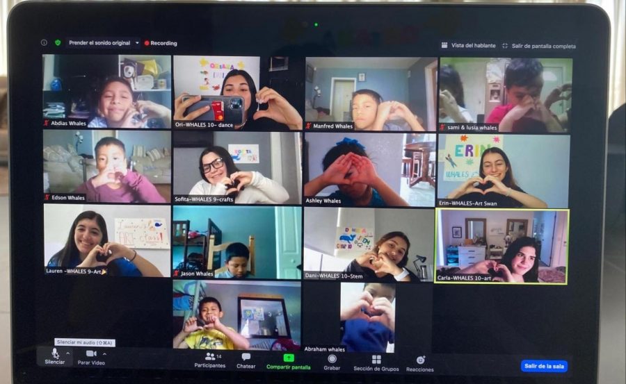 Some of the kids and their ILS student counselors enjoying their last day of virtual camp!