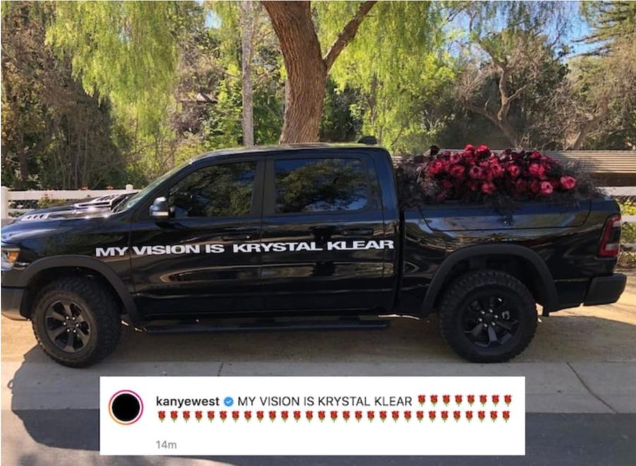 The truck of flowers Kanye West sent to Kim Kardashian for Valentines Day.