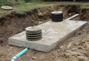 A leaking septic tank. 