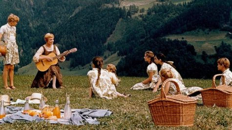 The actors of the Sound of Music film adaptation on set during Do-Re-Mi.