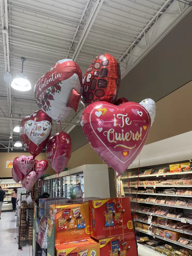 Valentine balloons shaped as hearts could be found everywhere. These is particular could be found at Publix.