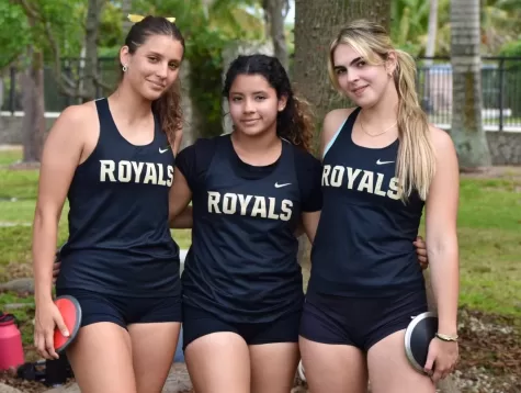 Senior Alfonsina Santucho, sophomore Candy Cruz, and senior Nicolle Piedra are members of the ILS Track & Field Throwers group.