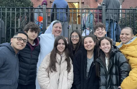 Sister Katie Flanagan, FMA, Mrs. Milly Beltran, and Mr. Julio Soriano went on a retreat with the Salesian Family at Stony Point, NY. 
This picture was from Saturday, March 4 at St. Joseph’s Catholic Church in Newton, NJ. 