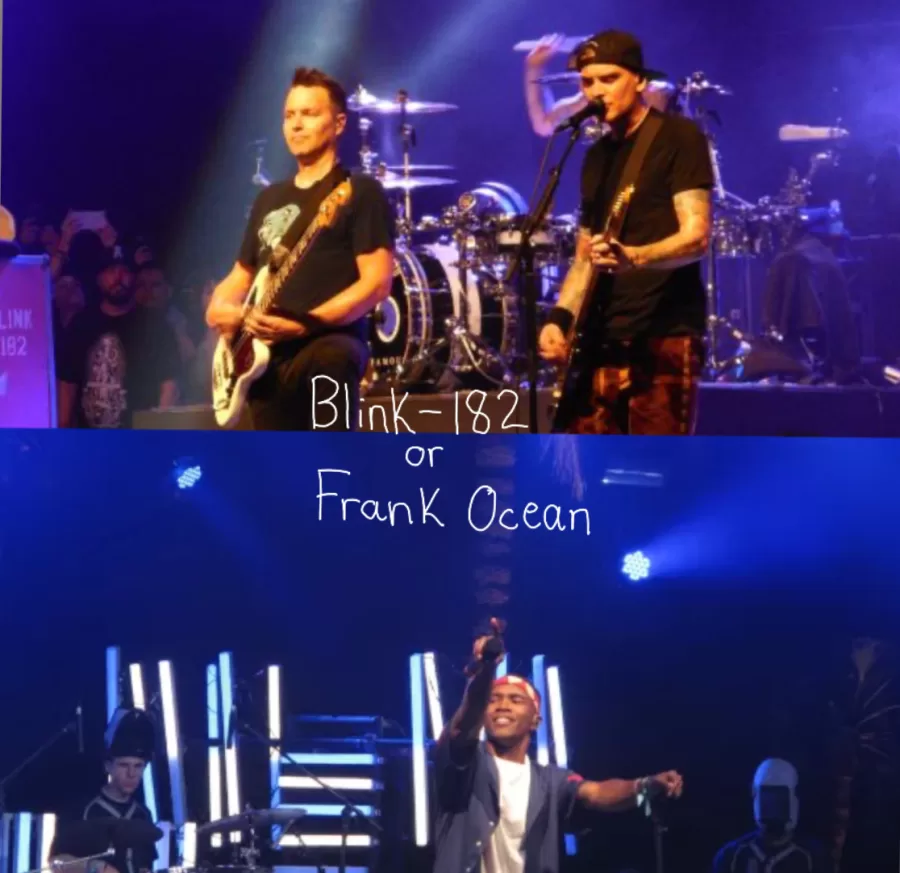 A collage of both artists, Frank ocean was supposed  to perform, but dropped out
So Blink-182 performed instead 