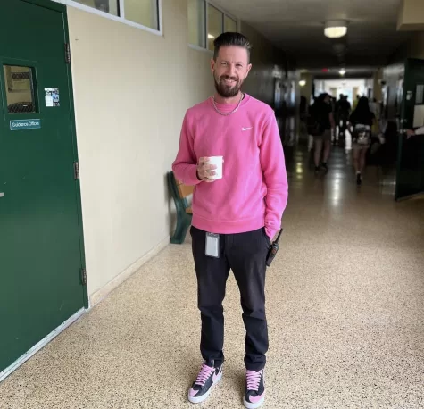 Mr. James Rydborn enjoys a surprise cup of coffee before school in honor of Teacher Appreciation Week.