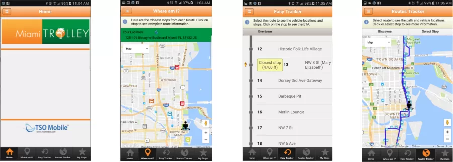 The Miami-Dade Trolley app makes taking the trolley simple. The tracker allows users to identify their location as well as take them to the nearest stop. With the tracker, additionally, users can also see at what times various trolleys are set to arrive to their location.