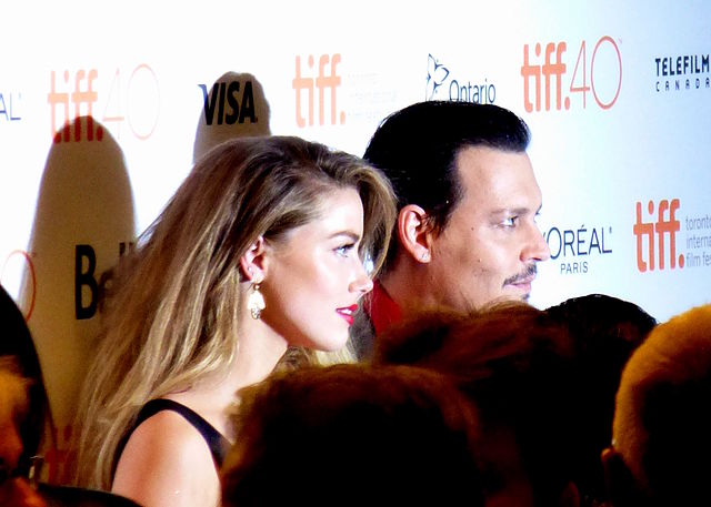 Amber Heard and Johnny Depp at the premiere of Black Mass in 2015 at the Toronto Film Festival