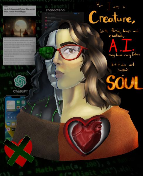 LIterary magazine iNklings staff writer Allison Toll created this illustration inspired by the Florida Scholastic Press Associations Deadline Poetry challenge to write a poem about artificial intelligence (AI).