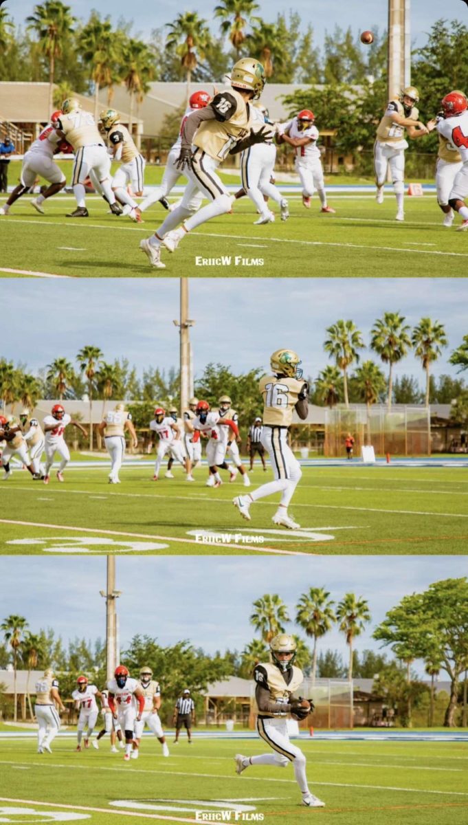 Photos+capture+sophomore+Oliver+Hernandez+playing+against+Miami+Edison+Senior+High+as+part+of+the+ILS+football+team.
