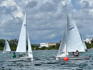 ILS Sailing team is out on the water on competition day. 
