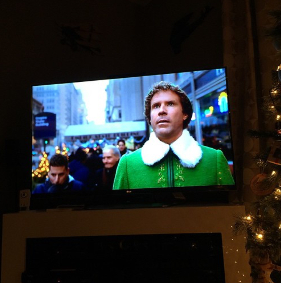 Elf plays on the flatscreen TV at many homes during the month of December.