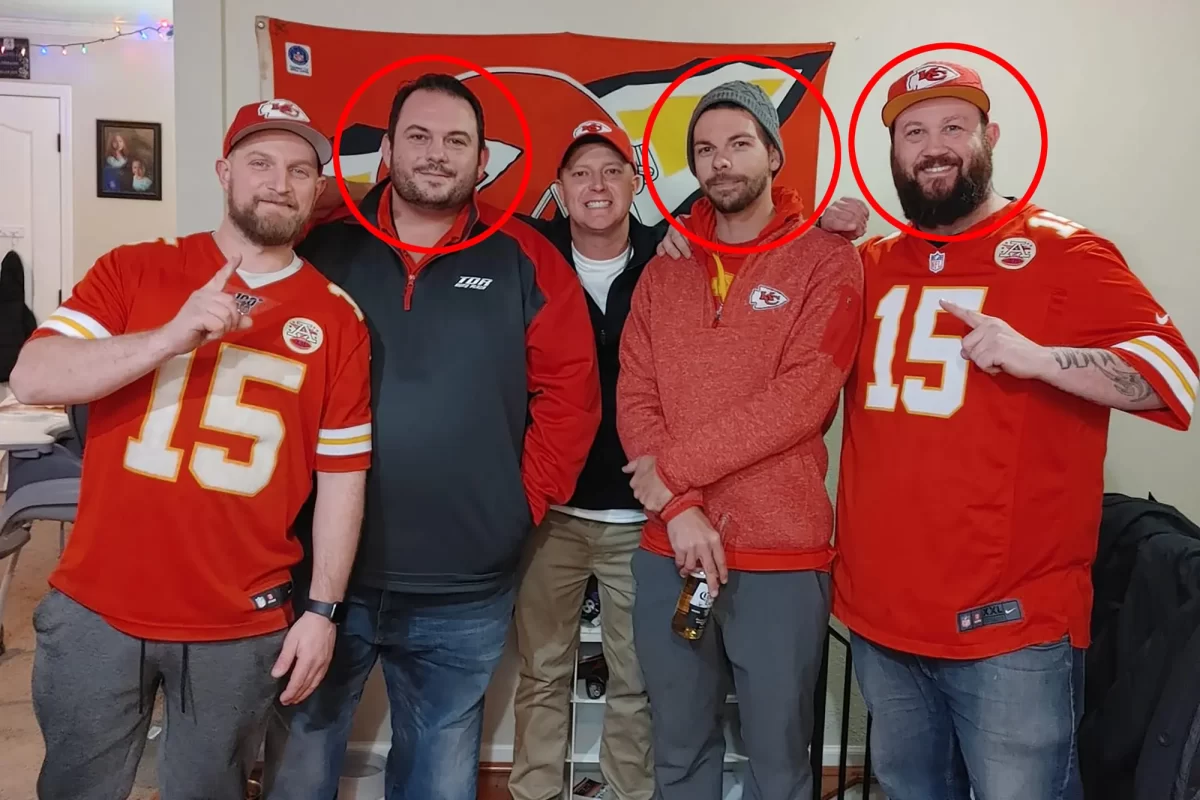 The group of five friends gathered at a rented house to watch the game. Those circled perished that night.
