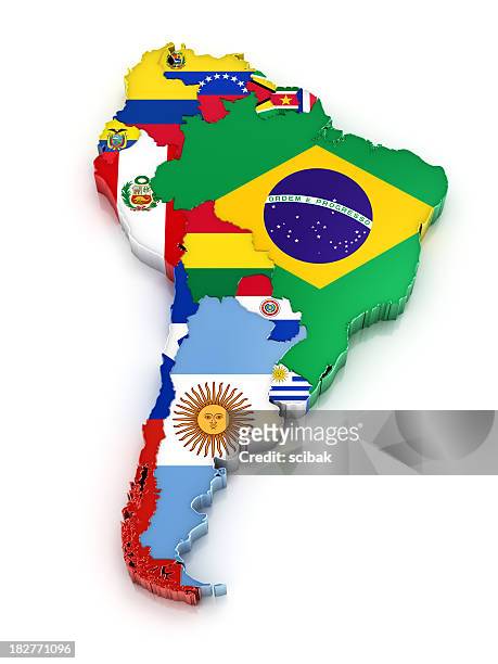 This map features flags to represent the nations of Latin America. Miami is in its own small way a mini-Latin America representing people from all across the region. Photo Credit: Getty_Images/scibak