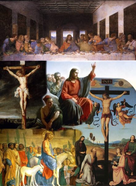 This photo collage features many of the symbols associated with Easter.