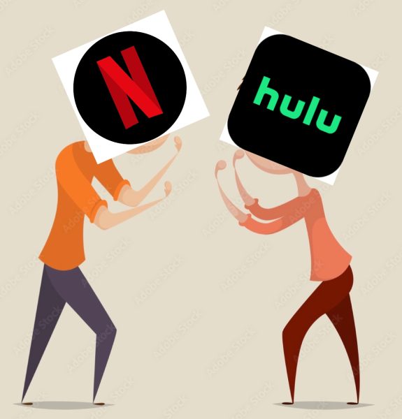 Streaming giants Netflix and Hulu fight against one another to increase viewership. Illustration: Aubree Arango