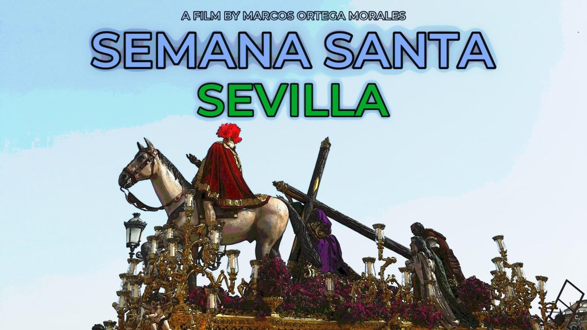 The cover art for the documentary, Semana Santa Sevilla, illustrates the pageantry of the annual Holy Week festivities in Sevilla, Spain.