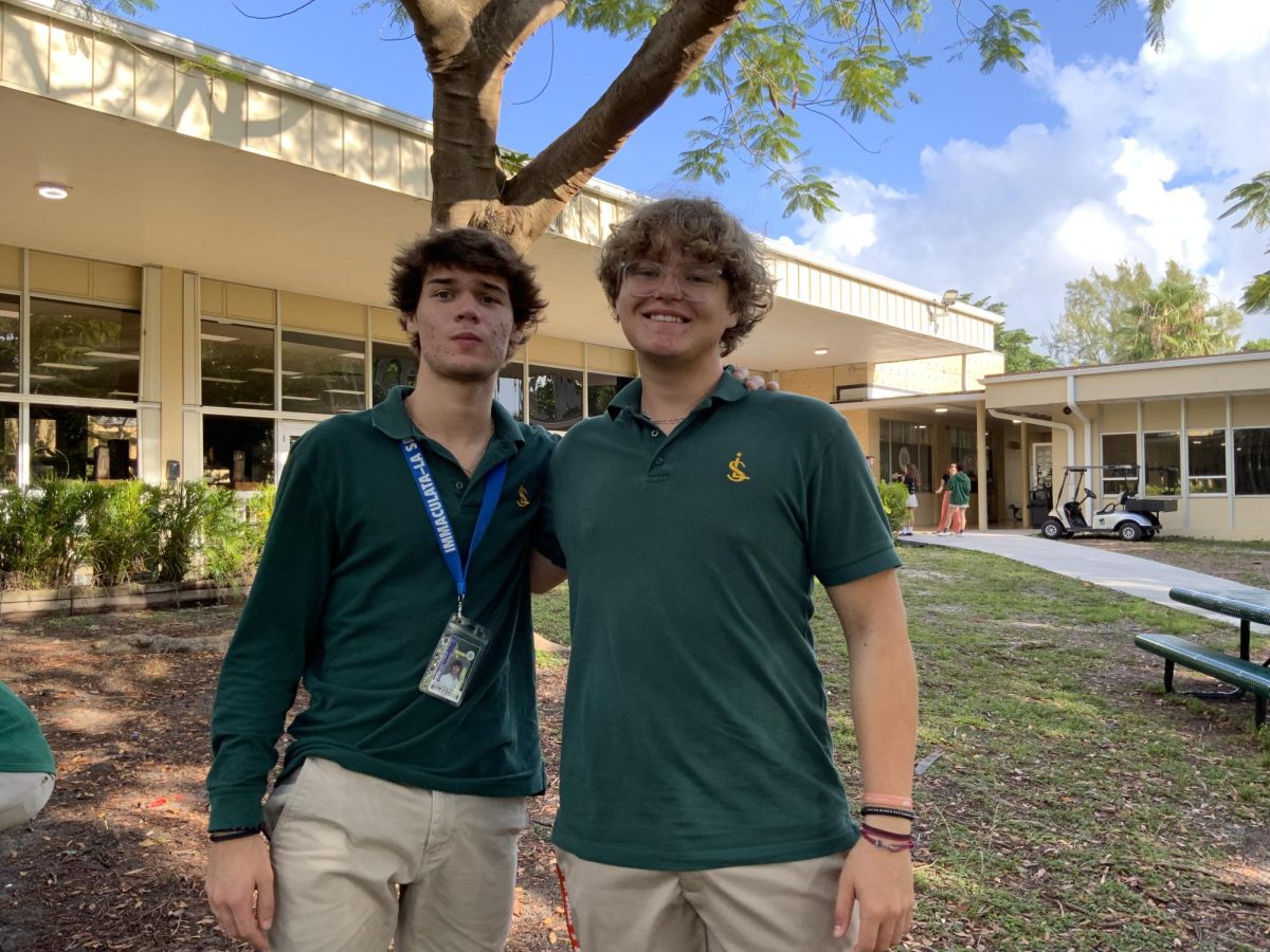 Junior Marcos Ortega Morales on the left alongside sophomore Daniel Barragan de Oliveira is the creator and producer of the “Semana Santa- Sevilla” documentary. 