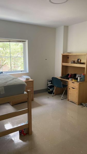 The typical empty college dorm for a freshman who has opted for a single living space at the University of Tampa.