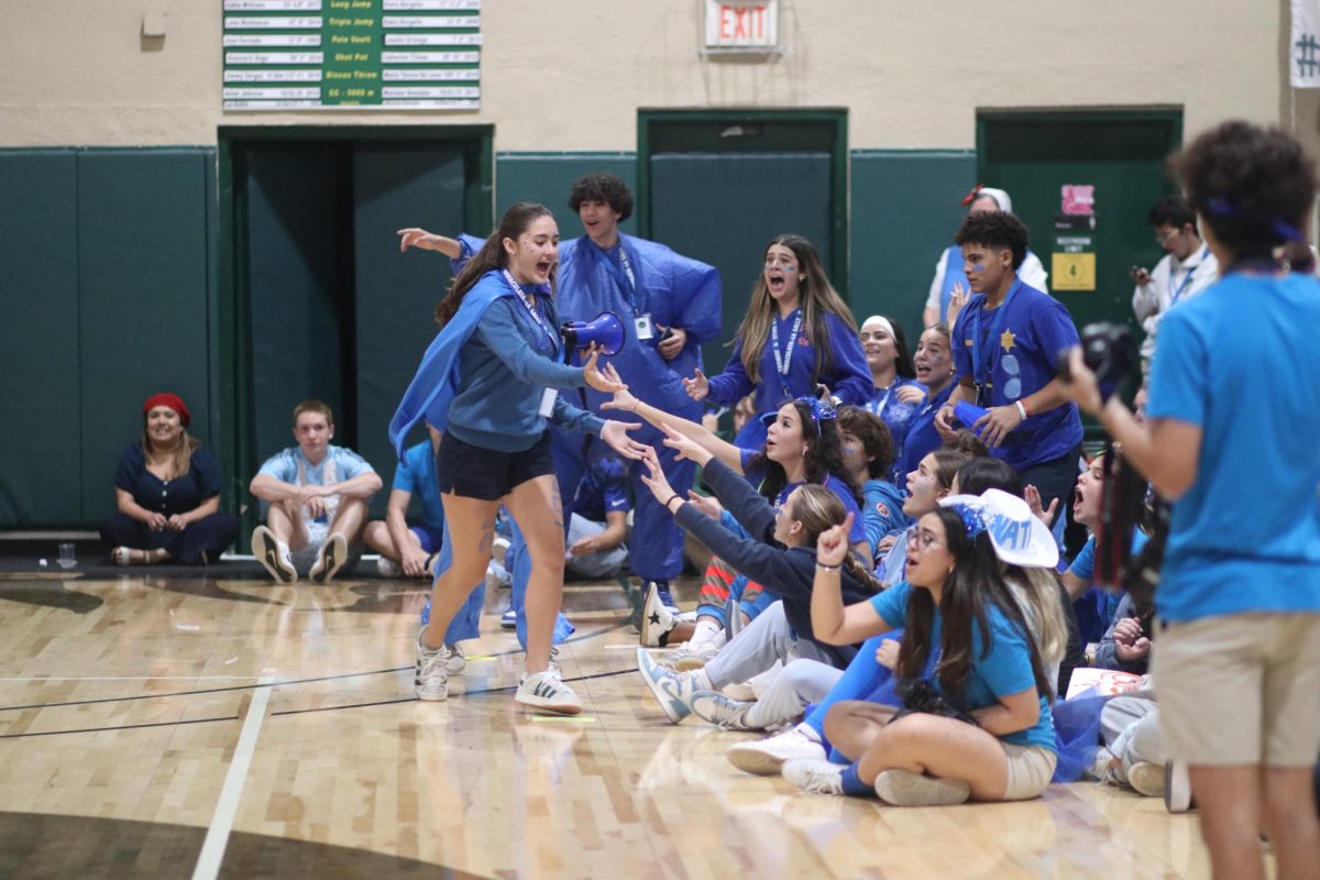 Juniors represent their class by displaying their enthusiasm and wearing blue, their class color.