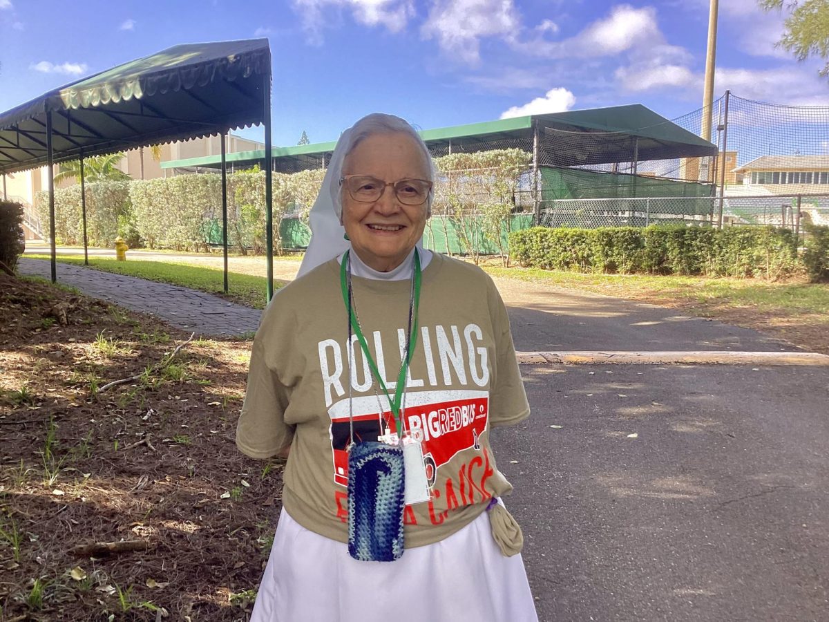 Sister Monique Huart,FMA has been spearheading the monthly Mission Tuesday collections. Donate check or cash, and take a selfie with Sister, too. 