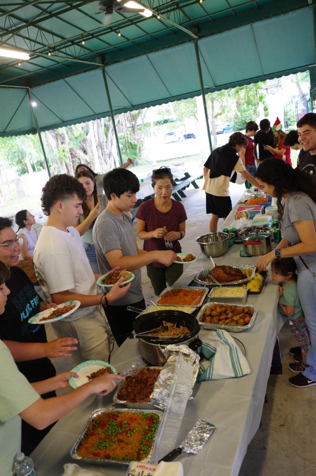 Everyone celebrates together.