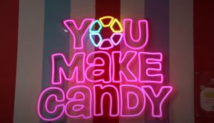 You Make Candy LED sign at the candy factory in North Miami.