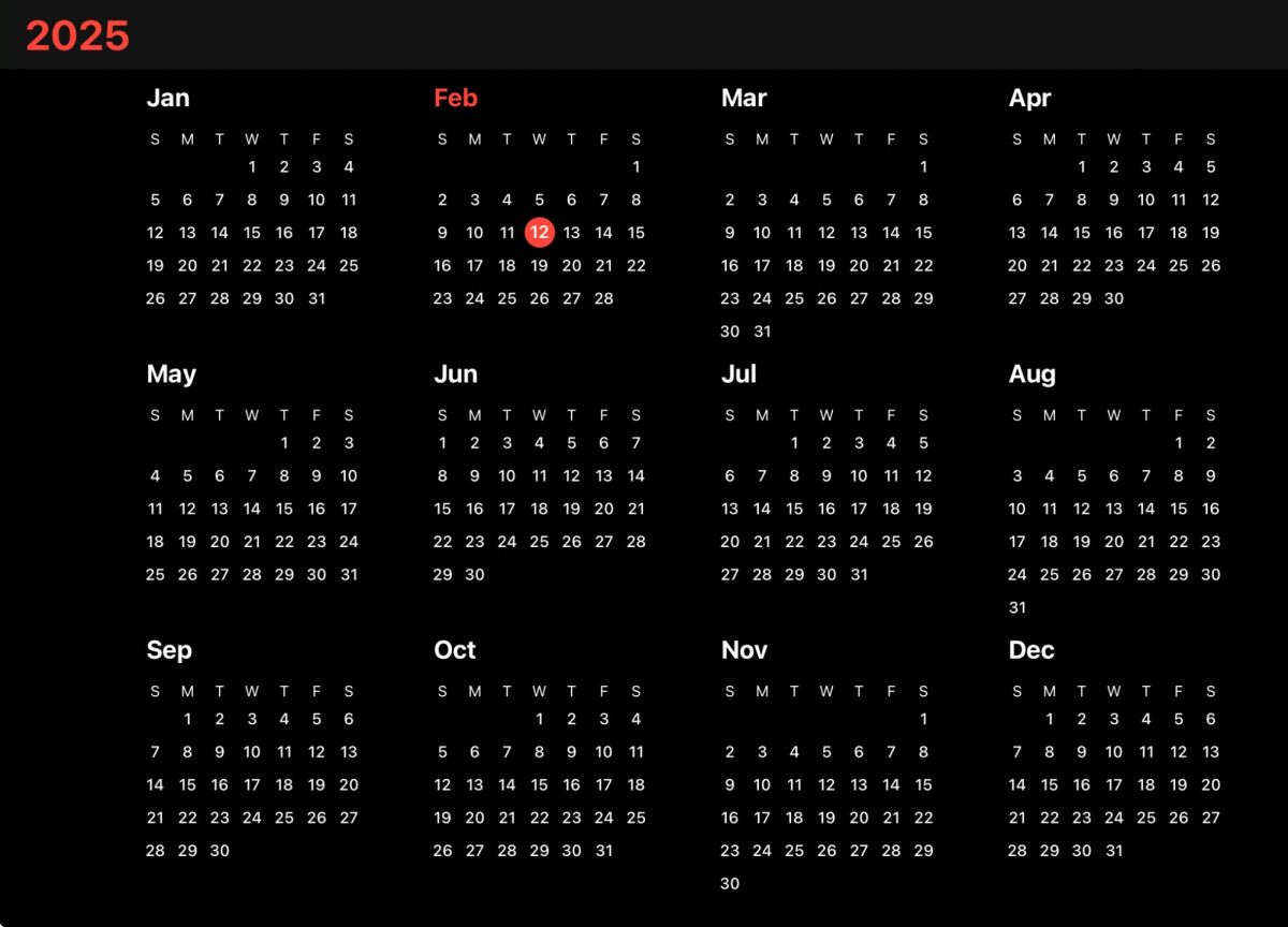 This image of a calendar showcases the month of February in highlighted fashion.