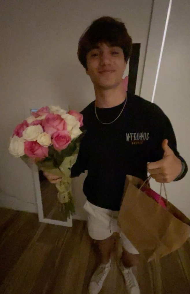 Senior Raphael Kamhi surprises his girlfriend with flowers for Valentine's Day.