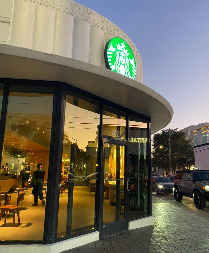 This popular Starbucks location is on Miracle Mile right in the heart of downtown Coral Gables.