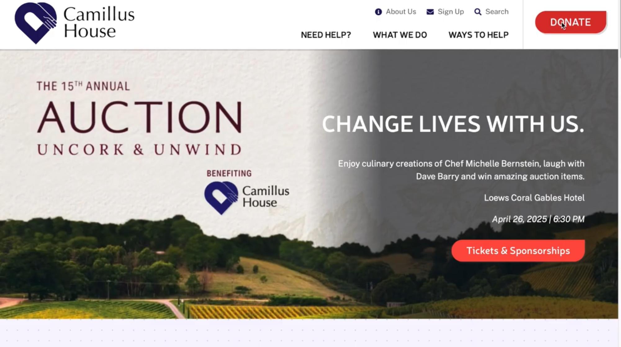 Camille’s House, a program helping homeless individuals change their lives, web page where people can become involved in their mission. 