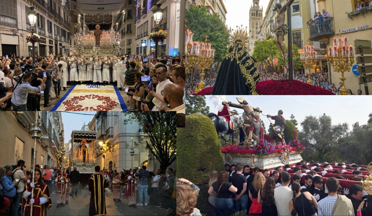 These pictures are a collage of photos representing the Santa Cruz activities and rituals.