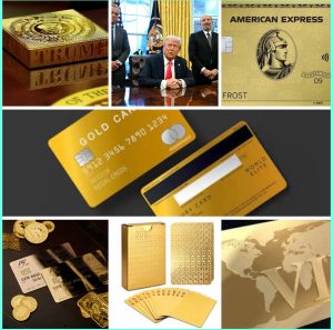 A collage of gold cards illustrates the possible look of the new opportunity offered to the ultra-rich who wish to become U.S. residents.