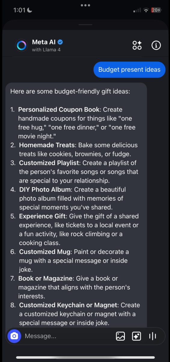 This screenshot of a personalized chat demonstrates the way in which AI responds within Instagram.