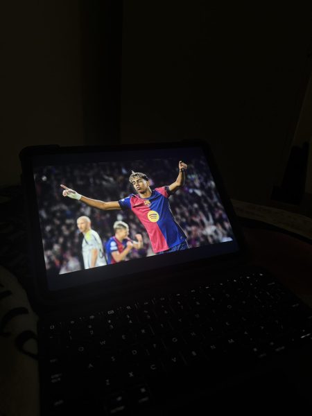 Barcelona FC’s wonder boy-Lamine Yamal celebrates after scoring an amazing goal.