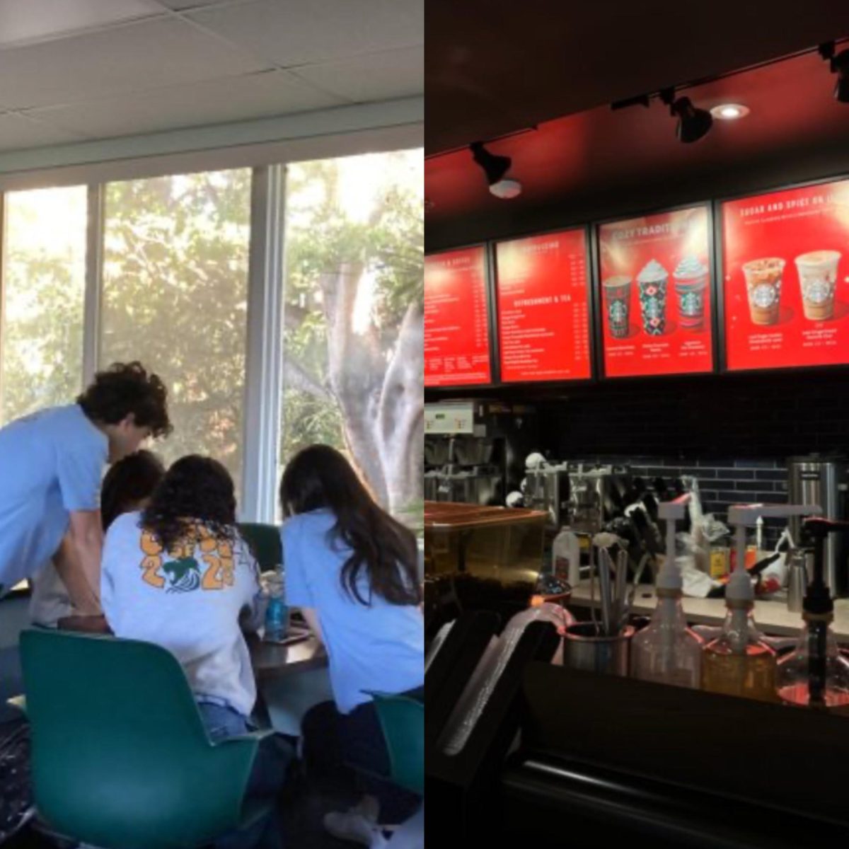 Students conversing and working together is in stark contrast to a workplace environment. 