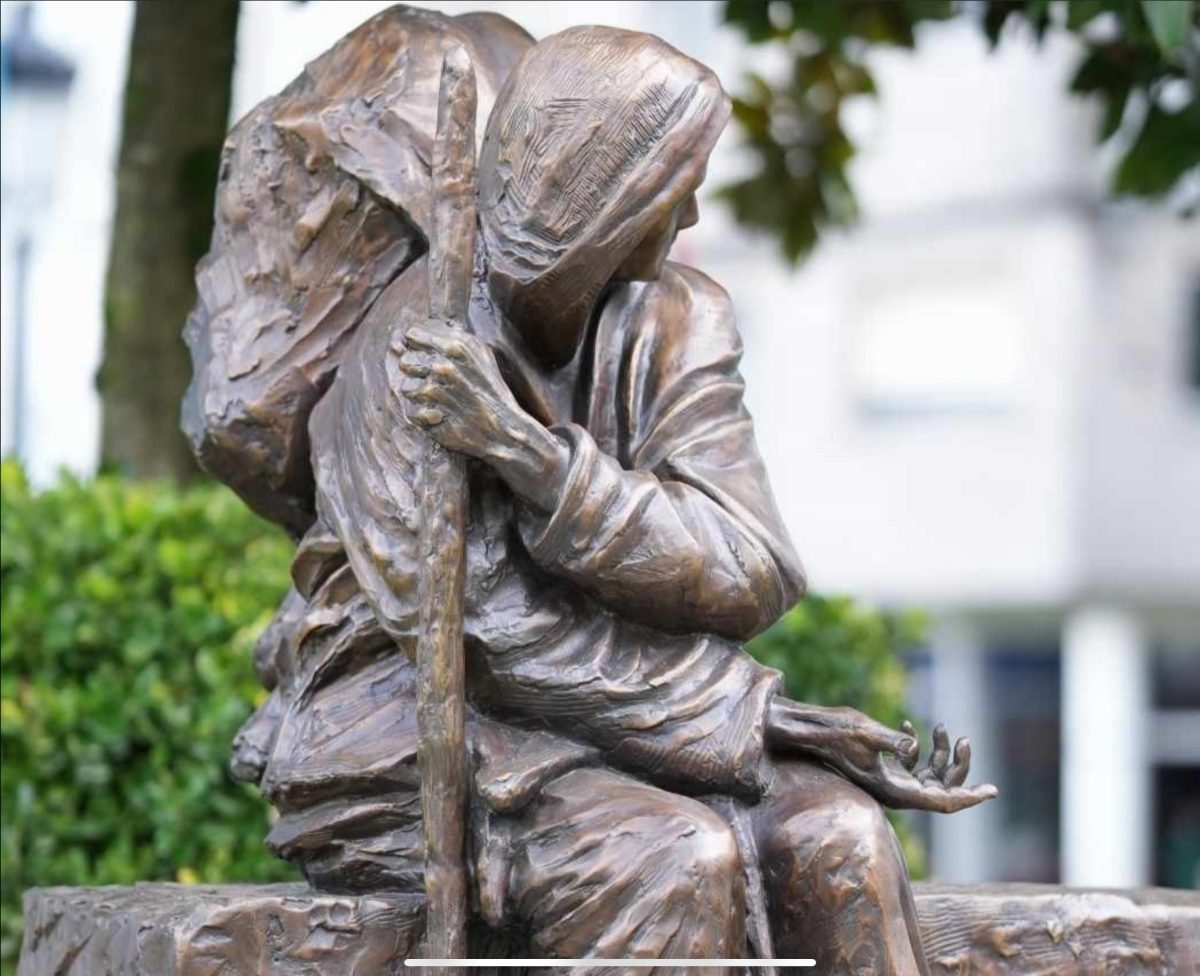 One of two new sculptures featured prominently at the grounds of the national shrine, La Ermita.
