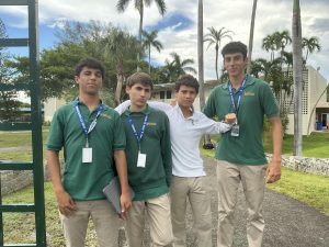 Juniors Matteo Merceron, Benicio Mola, Federico Rodriguez, and Martin Plaza are starting off the school year by warmly welcoming all new students to ILS. 