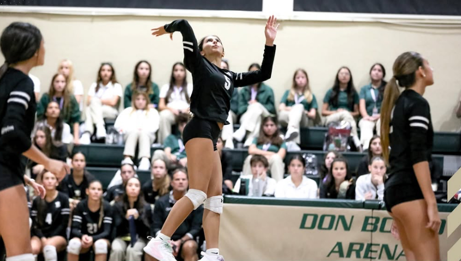Chiara Nerguizian (Junior Varsity) spiking the ball against Florida Christian with a 2-0 win. 