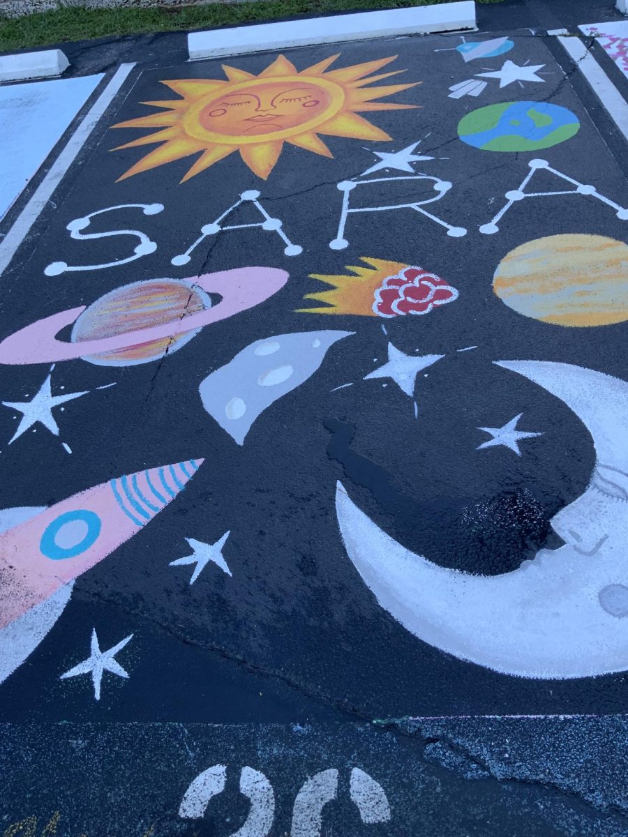 A senior parking space focuses on the universe.