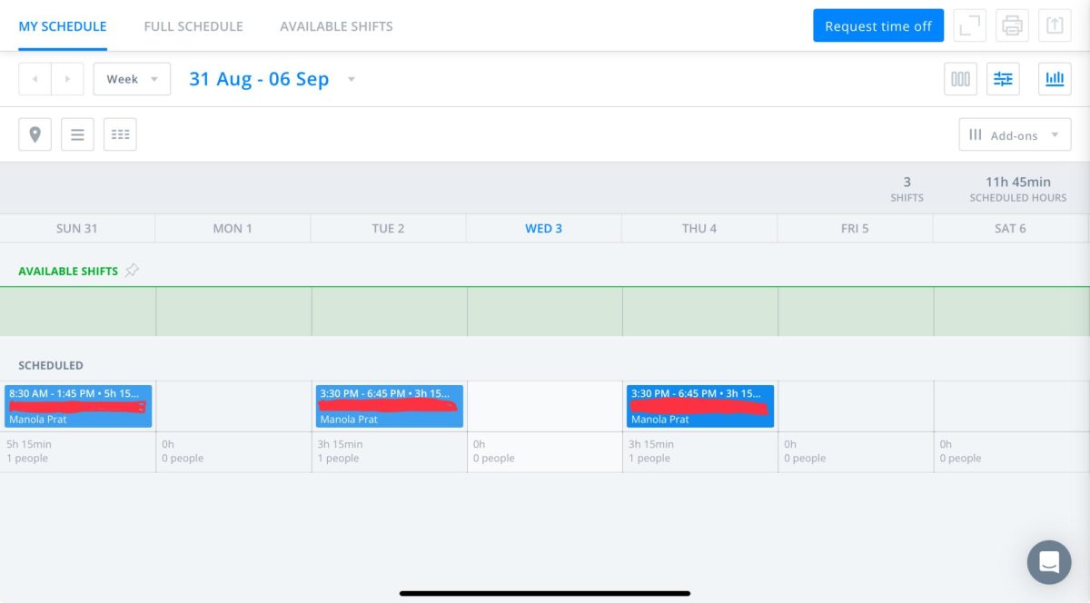 This image features the work week of one typical high school student.