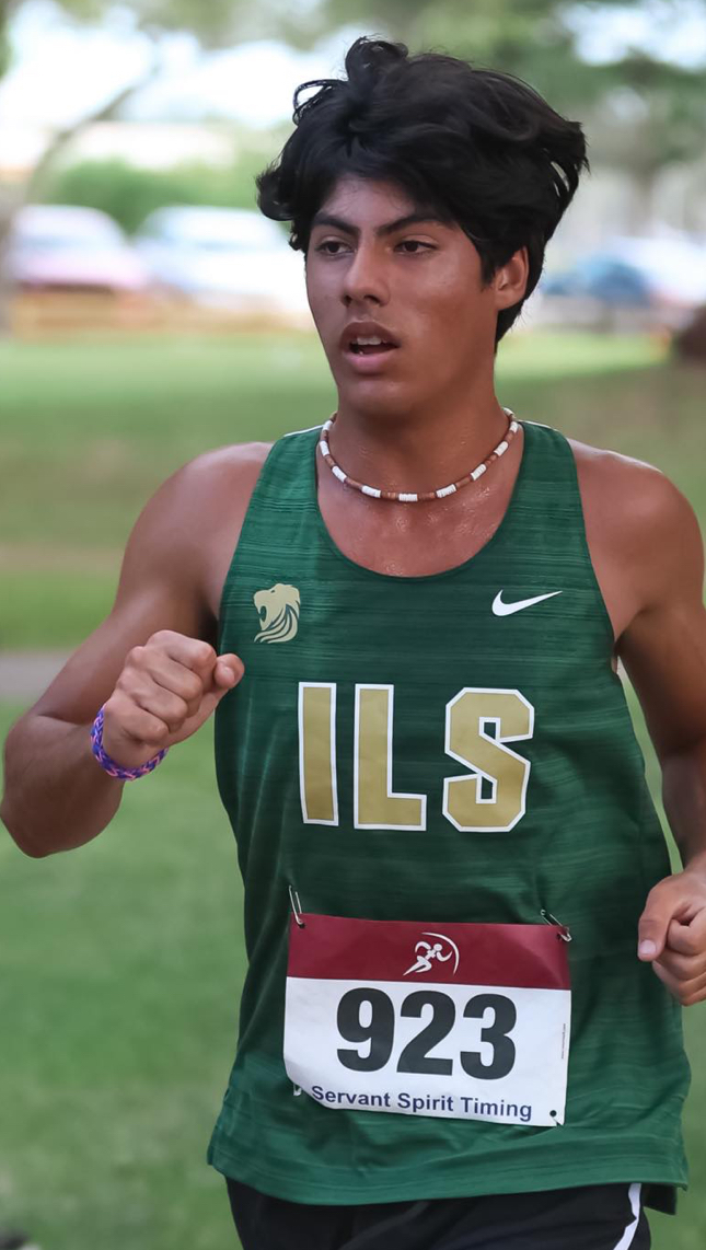 Senior and Captain Daniel Brito gives his all at one of the team’s recent meets.