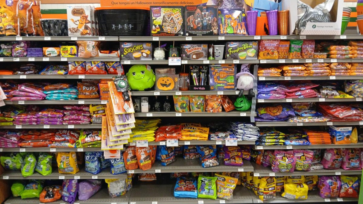 This store aisle display is typical during the Halloween season. Unfortunately, most of it will end up in a landfill.