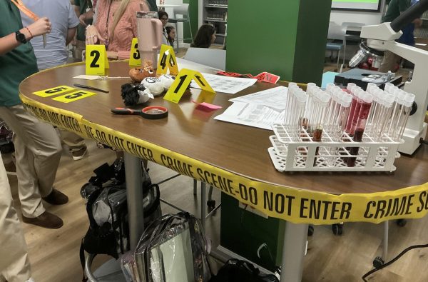 This model of a crime scene is used to for showcase the Legal Studies track arm of STEAM.