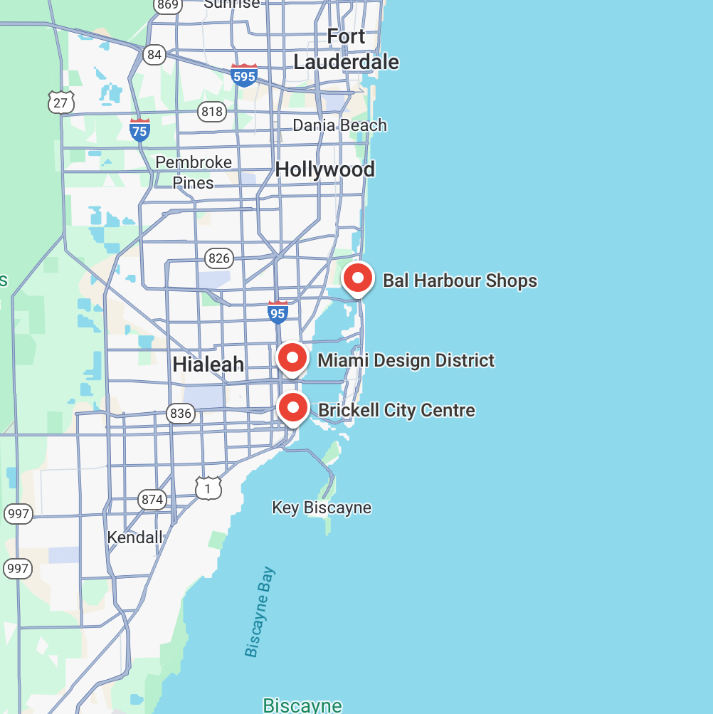 This overview of the South Florida coastal region points out Miami malls and shopping areas featuring unique Christmas gifts.