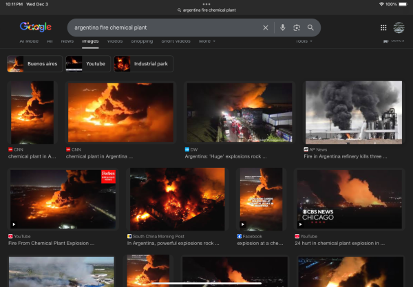 Flames roar at the site of the hazardous fire.