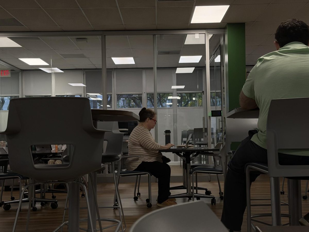 Two teachers sit quietly in the Student Learning Center, working. A simple, but exemplary representation of the atmosphere of the SLC. A place for innovation, a place for collaboration, but most of all, a place for focus, rest, and commitment.