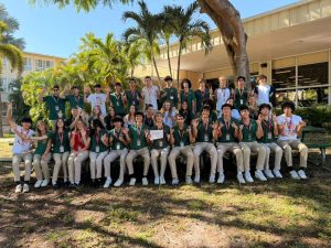 Members of the new Rock Climbing Club pose for their yearbook picture.