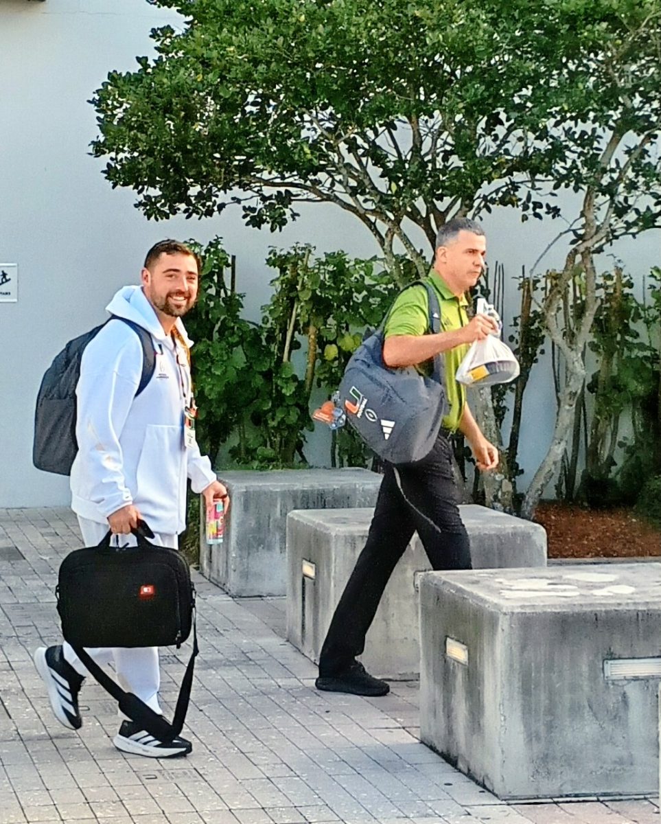 UM Coach Mario Cristobal leaves the UM campus for the hotel near the Hard Rock Stadium the afternoon before game day.
